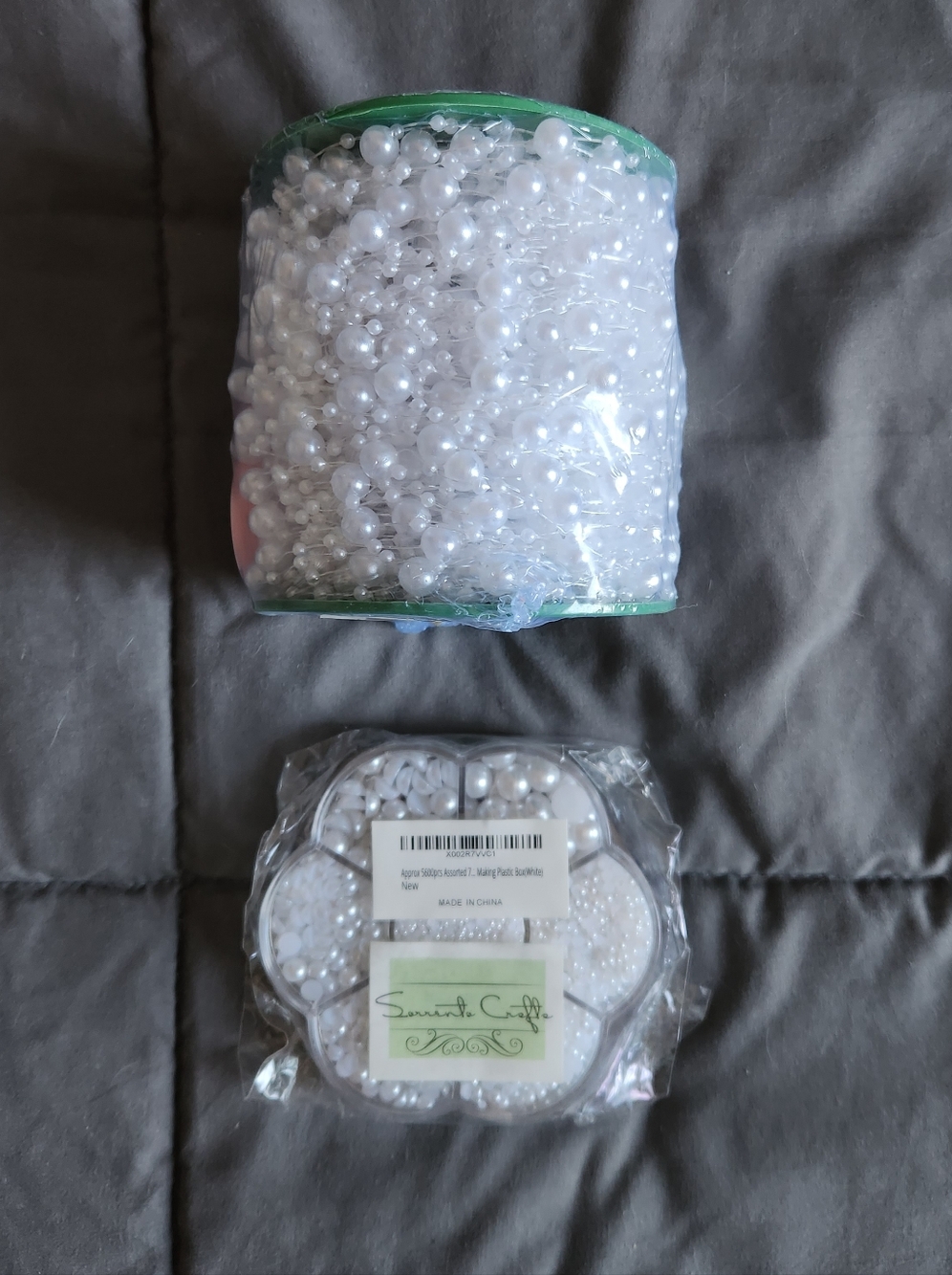 Craft Pearls and Half Round Beads String Garland Bundle White Faux Pearls